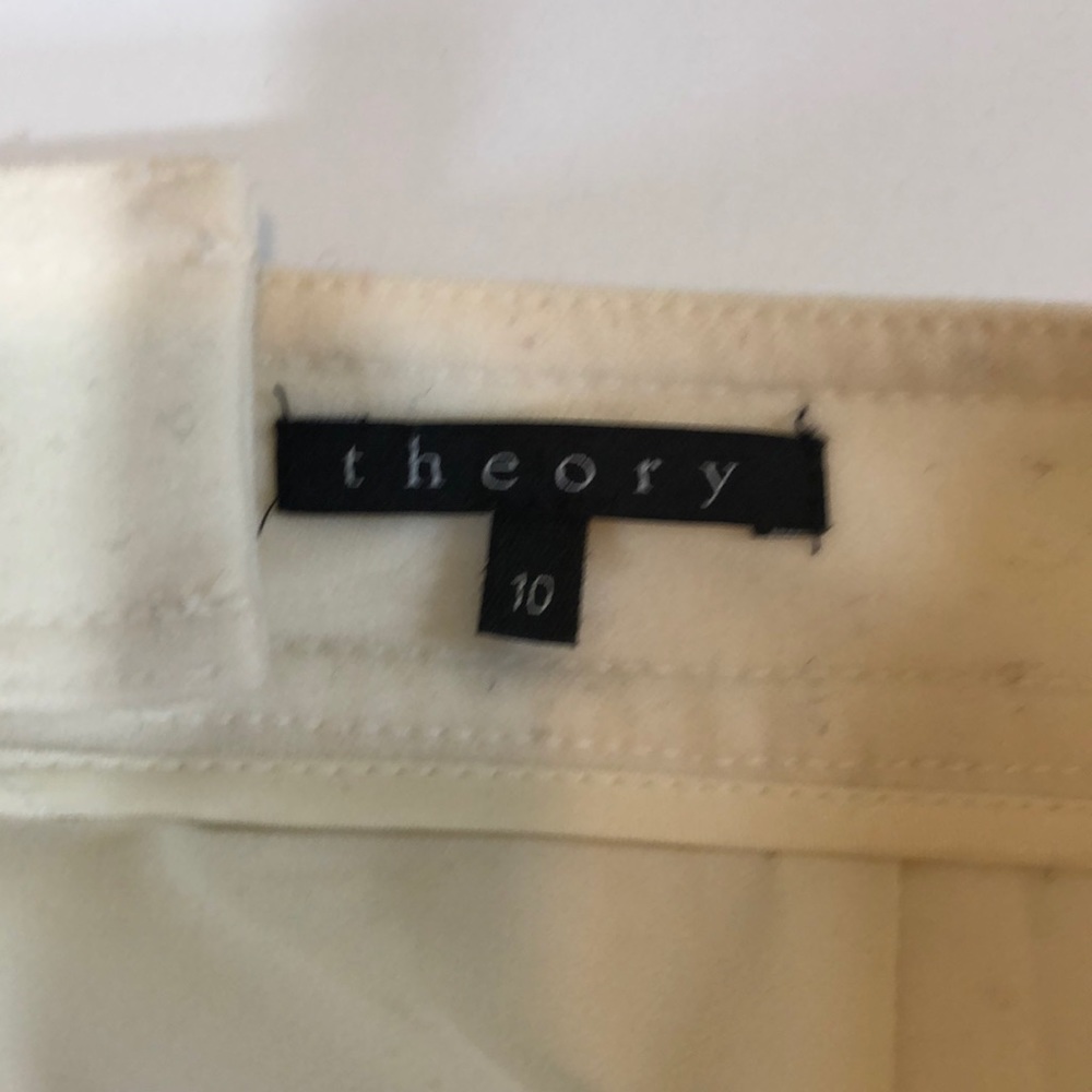 Lk NEW THEORY ivory wool skirt w/pockets Sz 10 - Picture 3 of 4